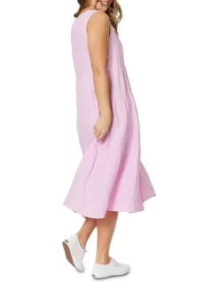 Linen Sleeveless Tiered Dress In Pink 10 Linen Sleeveless Tiered Dress In Pink -Women Summer Clothing Store 943924600 4 720x928