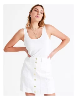 Recycled Cotton Blend Mini Skirt In White