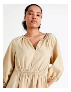 Basque Organic Cotton Tiered Mini Dress In Beige -Women Summer Clothing Store 945495820 4 720x928