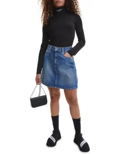 Calvin Klein Jeans A-Line Utility Mini Skirt In Denim