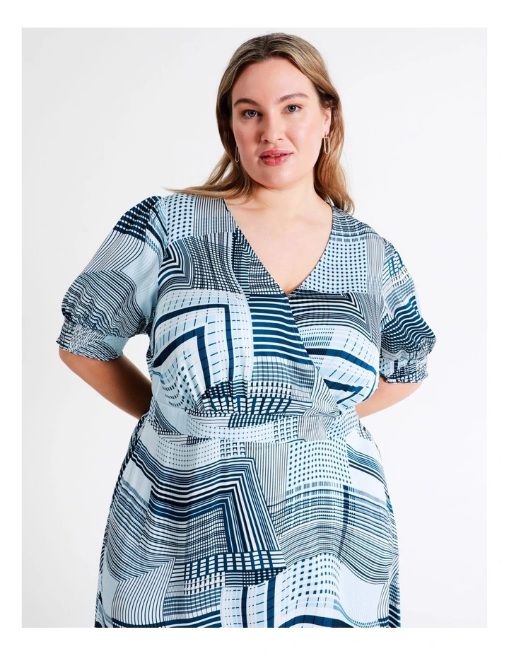 Basque Viscose Satin Faux Wrap Midi Dress In Assorted 4 Basque Viscose Satin Faux Wrap Midi Dress In Assorted - Image 2