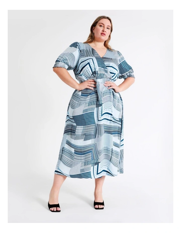 Basque Viscose Satin Faux Wrap Midi Dress In Assorted 5 Basque Viscose Satin Faux Wrap Midi Dress In Assorted - Image 3