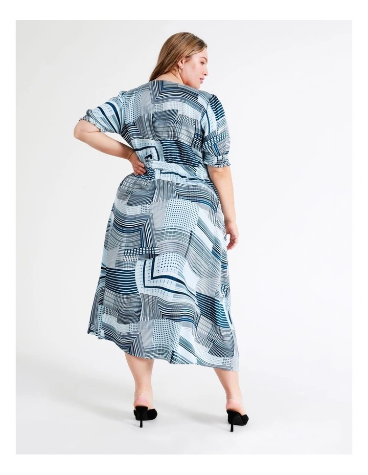 Basque Viscose Satin Faux Wrap Midi Dress In Assorted 7 Basque Viscose Satin Faux Wrap Midi Dress In Assorted - Image 5