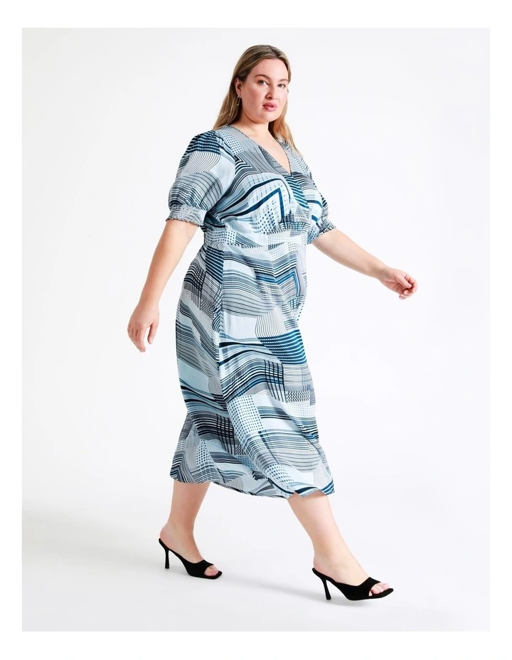 Basque Viscose Satin Faux Wrap Midi Dress In Assorted 8 Basque Viscose Satin Faux Wrap Midi Dress In Assorted - Image 6