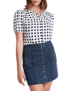 Robyn Spot Blouse In Ivory Multi
