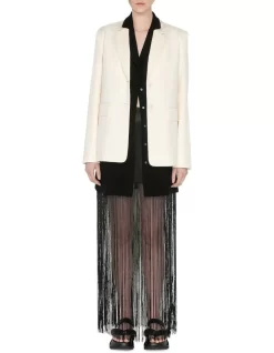 Satin Fringe Skirt In Black