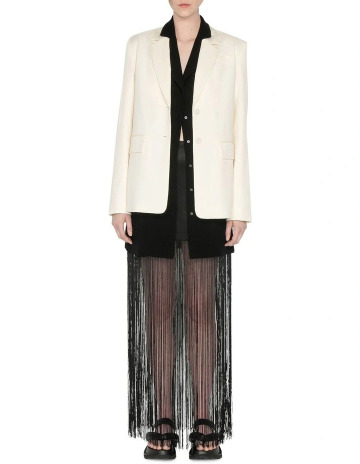 Satin Fringe Skirt In Black 6 Satin Fringe Skirt In Black - Image 4