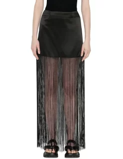Satin Fringe Skirt In Black 14 Satin Fringe Skirt In Black -Women Summer Clothing Store 947360890 6 720x928