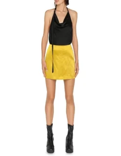 Satin Mini Skirt In Gold -Women Summer Clothing Store 947361340 4 720x928