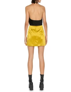 Satin Mini Skirt In Gold -Women Summer Clothing Store 947361340 5 720x928