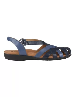 Berri Leather Flat Shoe In Navy