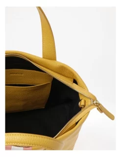 Whitney Leather Zip Top Tote Bag In Yellow -Women Summer Clothing Store 948446830 4 720x928