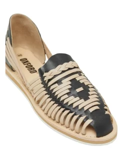 Oxford Charlotte Leather Plaited Slip Ons In Black/Latte -Women Summer Clothing Store 949033360 4 720x928