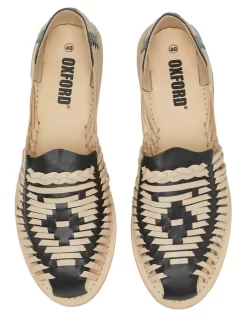 Oxford Charlotte Leather Plaited Slip Ons In Black/Latte -Women Summer Clothing Store 949033360 5 720x928