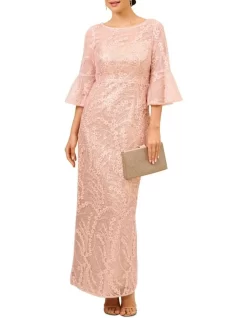 Adrianna Papell Sequin Embroidered Gown In Blush -Women Summer Clothing Store 949204720 4 720x928
