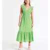 Organic Cotton Blend Smocked Midi Dress In Green -Women Summer Clothing Store 950475610 1 720x928