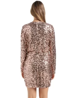 Forever New Jagger Sequin Ruched Mini Dress In Bronze -Women Summer Clothing Store 950909320 4 720x928