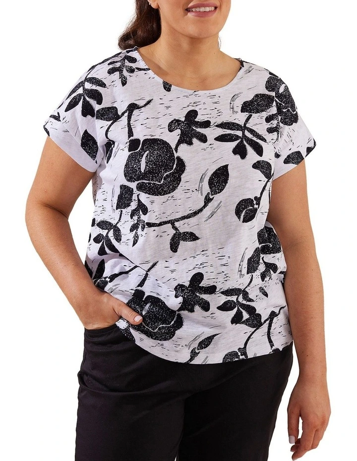 Woodcut Print Tee In White/Black 3 Woodcut Print Tee In White/Black