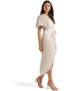 Forever New Carolina Satin Midi Dress In Beige -Women Summer Clothing Store 952388830 952411870 3 720x928
