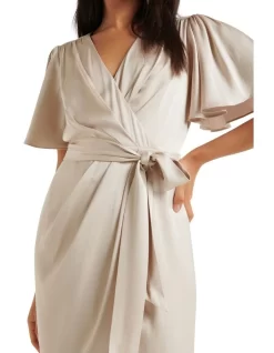 Forever New Carolina Satin Midi Dress In Beige -Women Summer Clothing Store 952388830 952411870 4 720x928