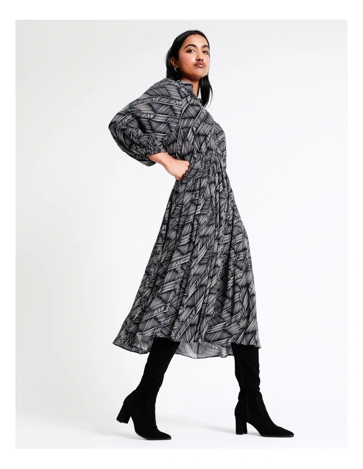 Basque Stand Collared Midi Shirt Dress In Assorted 7 Basque Stand Collared Midi Shirt Dress In Assorted - Image 5