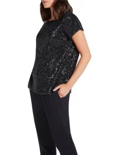 Lilou Sequin Tee In Black