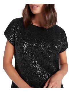 Lilou Sequin Tee In Black -Women Summer Clothing Store 957471580 4 720x928