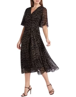 Rya Silk Wrap Dress In Black
