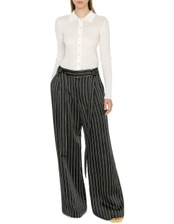 Sheer Crepe Rib Knit Shirt In White