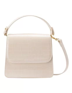 Bindi Croc-Embossed Crossbody In White