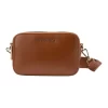 Alicia Glossy Leather Double Zip Bag In Brown