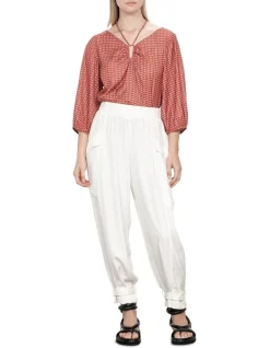 Prismatic Print Tie Top In Orange