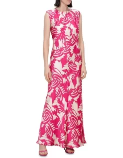 Florence Palms Maxi Dress In Flamingo