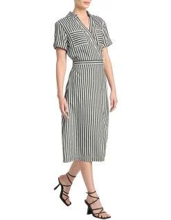Cerys Stripe Wrap Dress In Moss/White 8 Cerys Stripe Wrap Dress In Moss/White -Women Summer Clothing Store 962304940 3 720x928
