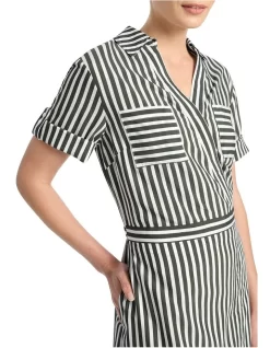 Cerys Stripe Wrap Dress In Moss/White 9 Cerys Stripe Wrap Dress In Moss/White -Women Summer Clothing Store 962304940 4 720x928