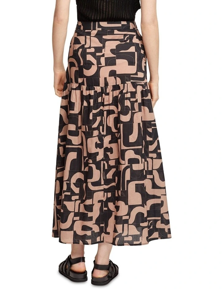 Oxford Olivia Geo Print Voile Skirt In Mocha 5 Oxford Olivia Geo Print Voile Skirt In Mocha - Image 3