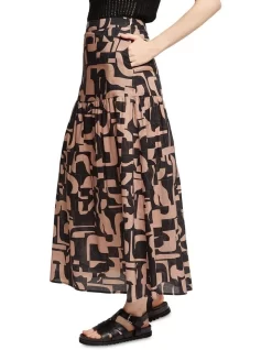 Oxford Olivia Geo Print Voile Skirt In Mocha 11 Oxford Olivia Geo Print Voile Skirt In Mocha -Women Summer Clothing Store 963297010 4 720x928