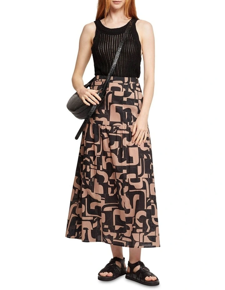 Oxford Olivia Geo Print Voile Skirt In Mocha 7 Oxford Olivia Geo Print Voile Skirt In Mocha - Image 5