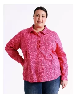 Regatta Organic Cotton Blend Long Sleeve Shirt With Pockets In Hot Pink/Ivory Mini Floral -Women Summer Clothing Store 963425890 3 1 720x928