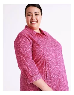 Regatta Organic Cotton Blend Long Sleeve Shirt With Pockets In Hot Pink/Ivory Mini Floral -Women Summer Clothing Store 963425890 4 720x928