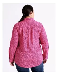 Regatta Organic Cotton Blend Long Sleeve Shirt With Pockets In Hot Pink/Ivory Mini Floral -Women Summer Clothing Store 963425890 5 720x928