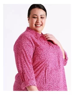 Regatta Organic Cotton Blend Long Sleeve Shirt With Pockets In Hot Pink/Ivory Mini Floral -Women Summer Clothing Store 963425890 7 720x928