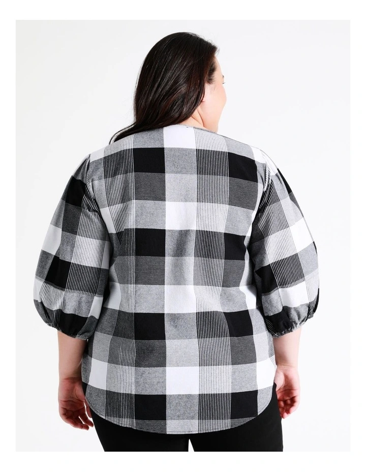 Regatta Organic Cotton V Neck 3/4 Sleeve Top In Black/White Check 8 Regatta Organic Cotton V Neck 3/4 Sleeve Top In Black/White Check - Image 6