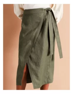 European Linen Wrap Midi Skirt In Khaki 14 European Linen Wrap Midi Skirt In Khaki -Women Summer Clothing Store 965268190 6 720x928