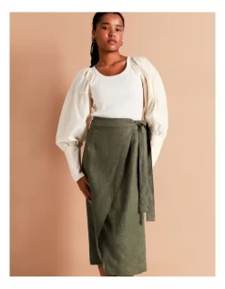 European Linen Wrap Midi Skirt In Khaki 15 European Linen Wrap Midi Skirt In Khaki -Women Summer Clothing Store 965268190 7 720x928