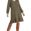 Long Sleeve Foil Spot Dress In Khaki -Women Summer Clothing Store 965429380 1 720x928
