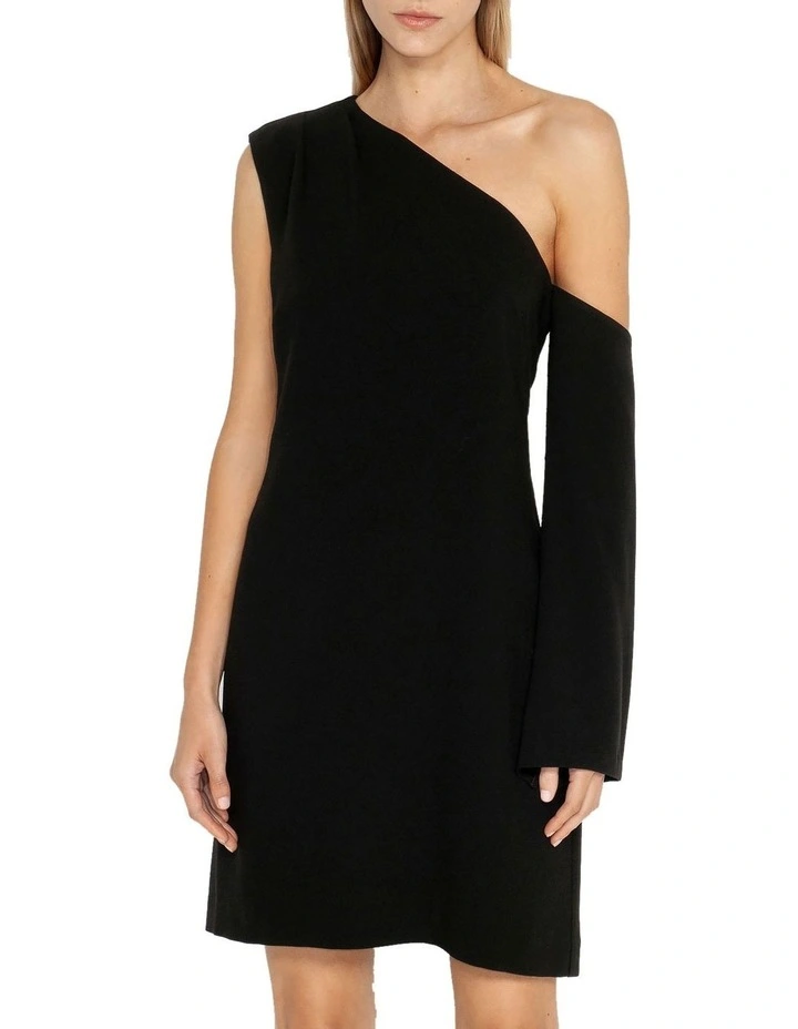 Asymmetric Sleeve Mini Dress In Black 5 Asymmetric Sleeve Mini Dress In Black - Image 3