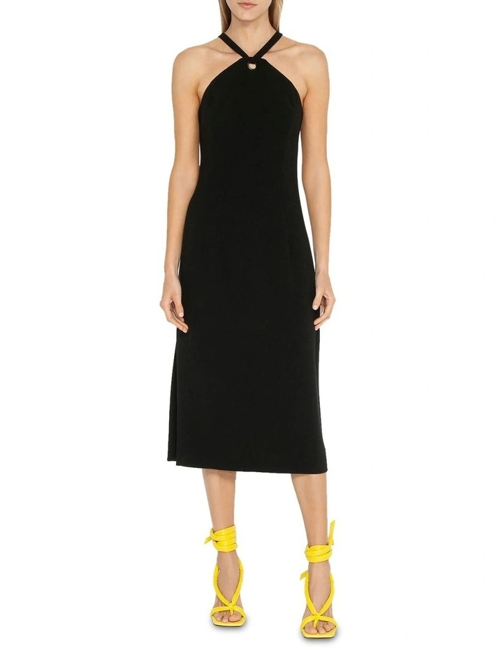 Eyelet Halter Neck Dress In Black 3 Eyelet Halter Neck Dress In Black