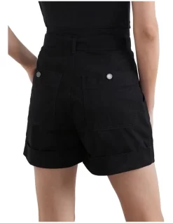 French Connection Utility High Waist Short In Black -Women Summer Clothing Store 967249450 967241260 2 720x928