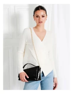 Shelby Croc Shoulder Bag In Black -Women Summer Clothing Store 968078170 4 1 720x928